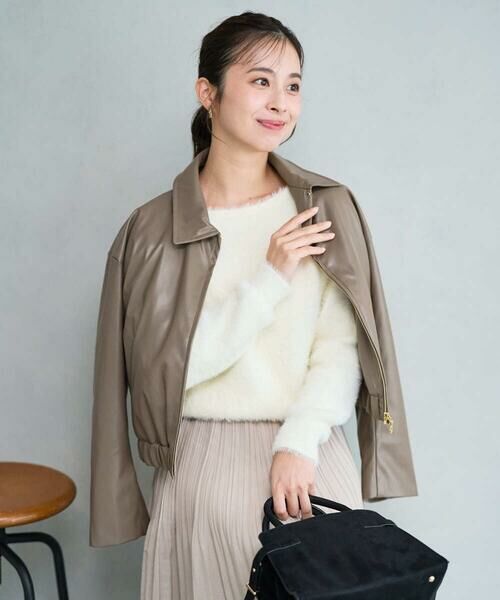 Maison de CINQ / メゾン ドゥ サンク その他アウター | 【小さいサイズ】ステンカラーフェイクレザーブルゾン/洗える | 詳細2