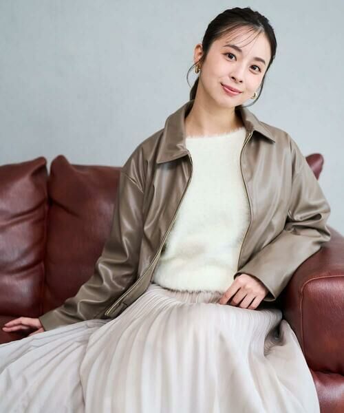 Maison de CINQ / メゾン ドゥ サンク その他アウター | 【小さいサイズ】ステンカラーフェイクレザーブルゾン/洗える（モカ）