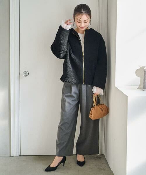 Maison de CINQ / メゾン ドゥ サンク その他アウター | 【小さいサイズ】ノーカラーボアブルゾン/洗える | 詳細14