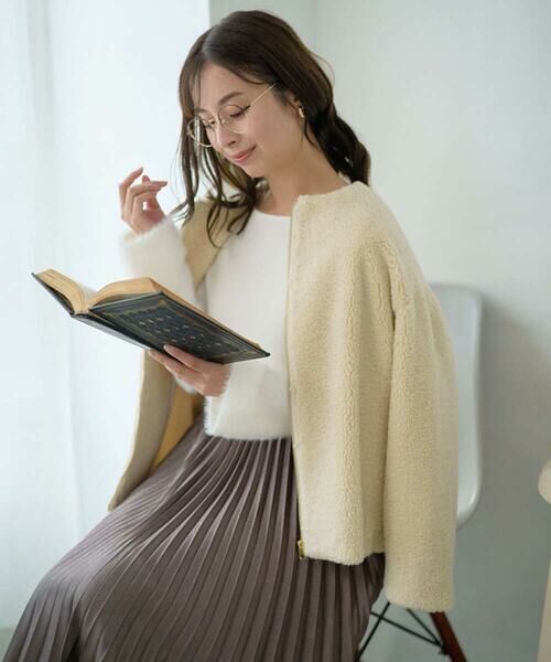 Maison de CINQ / メゾン ドゥ サンク その他アウター | 【小さいサイズ】ノーカラーボアブルゾン/洗える | 詳細2