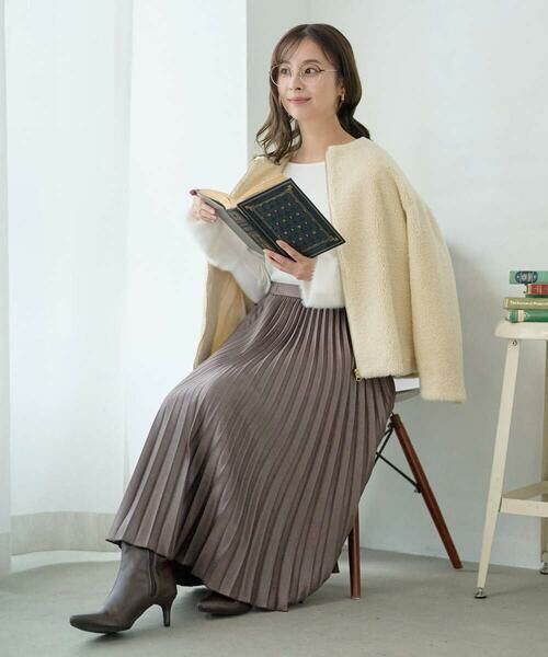 Maison de CINQ / メゾン ドゥ サンク その他アウター | 【小さいサイズ】ノーカラーボアブルゾン/洗える | 詳細22