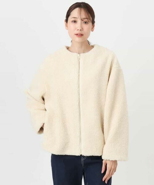 Maison de CINQ / メゾン ドゥ サンク その他アウター | 【小さいサイズ】ノーカラーボアブルゾン/洗える | 詳細4