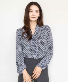 Maison de CINQ / メゾン ドゥ サンク カットソー | 【小さいサイズ】スクエア幾何柄ボウタイカットソー/洗濯機で洗える