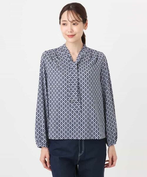 Maison de CINQ / メゾン ドゥ サンク カットソー | 【小さいサイズ】スクエア幾何柄ボウタイカットソー/洗濯機で洗える | 詳細13