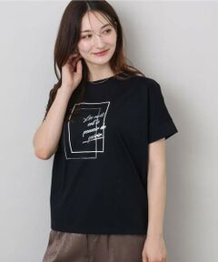 Maison de CINQ / メゾン ドゥ サンク カットソー | 【小さいサイズ】フレームロゴデザインTシャツ/UVカット/接触冷感/洗濯機で洗える