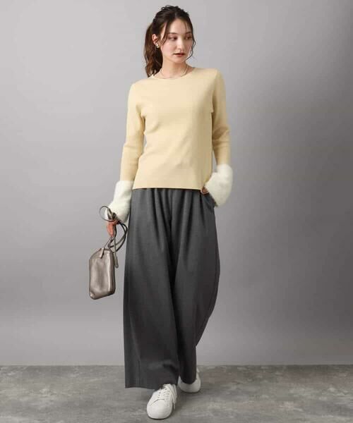 Maison de CINQ / メゾン ドゥ サンク チノ・ワークパンツ | 【小さいサイズ】裏起毛ワイドストレートプルオンパンツ/洗える | 詳細30