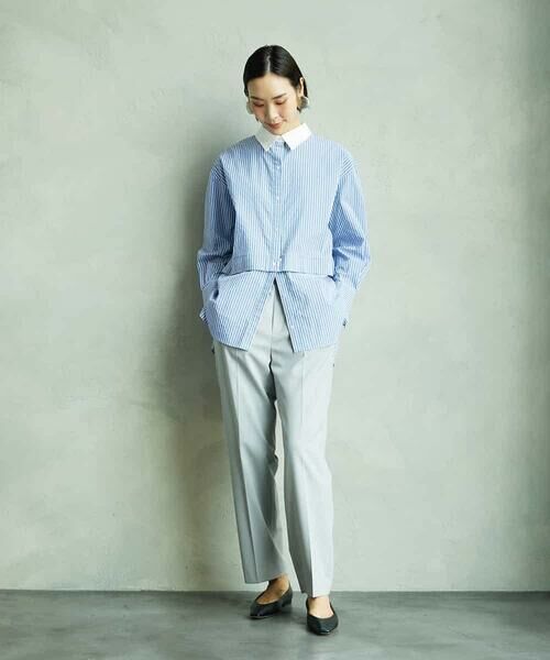 Maison de CINQ / メゾン ドゥ サンク シャツ・ブラウス | [小さいサイズ][2WAY]クレリックオーバーサイズストライプシャツ | 詳細27