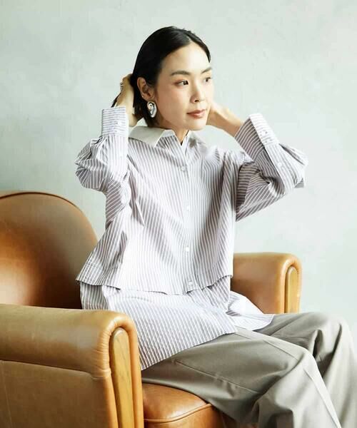 Maison de CINQ / メゾン ドゥ サンク シャツ・ブラウス | [小さいサイズ][2WAY]クレリックオーバーサイズストライプシャツ | 詳細7