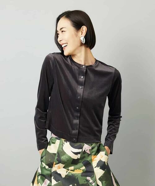 Maison de CINQ / メゾン ドゥ サンク カーディガン・ボレロ | [小さいサイズ]シアーベロアクルーネックカーディガン | 詳細2