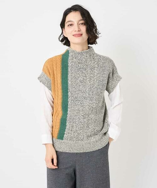 Maison de CINQ / メゾン ドゥ サンク ベスト | [日本製]SILEインターシャニットベスト | 詳細1