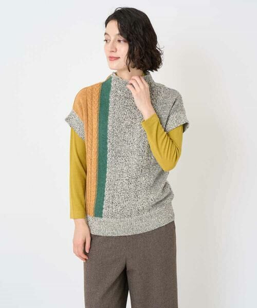 Maison de CINQ / メゾン ドゥ サンク ベスト | [日本製]SILEインターシャニットベスト | 詳細3