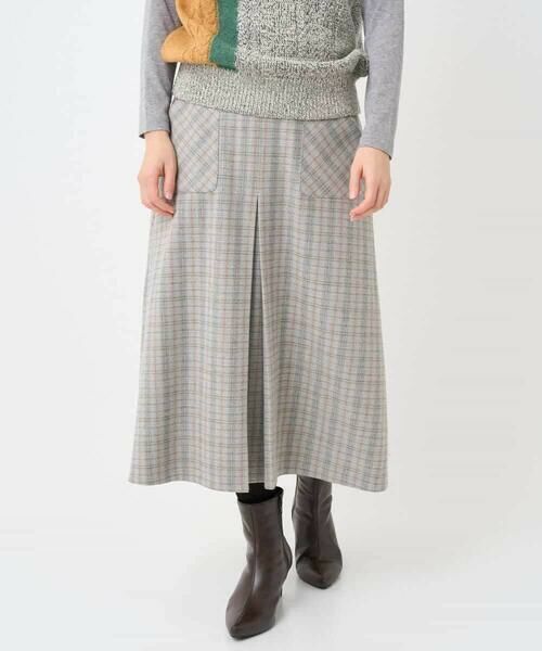 Maison de CINQ / メゾン ドゥ サンク ロング・マキシ丈スカート | レーヨン混ストレッチチェックスカート | 詳細1