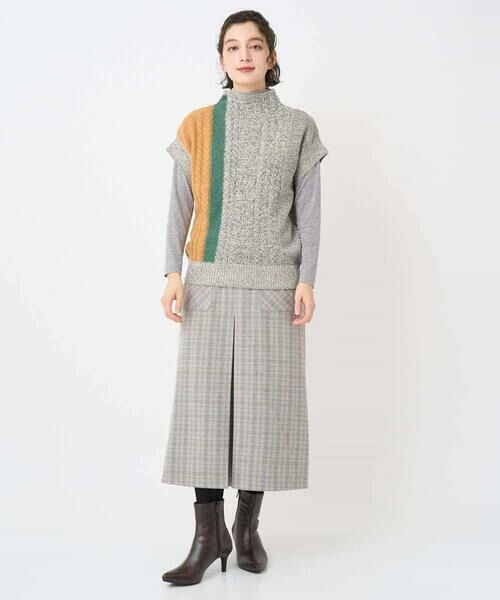 Maison de CINQ / メゾン ドゥ サンク ロング・マキシ丈スカート | レーヨン混ストレッチチェックスカート | 詳細13