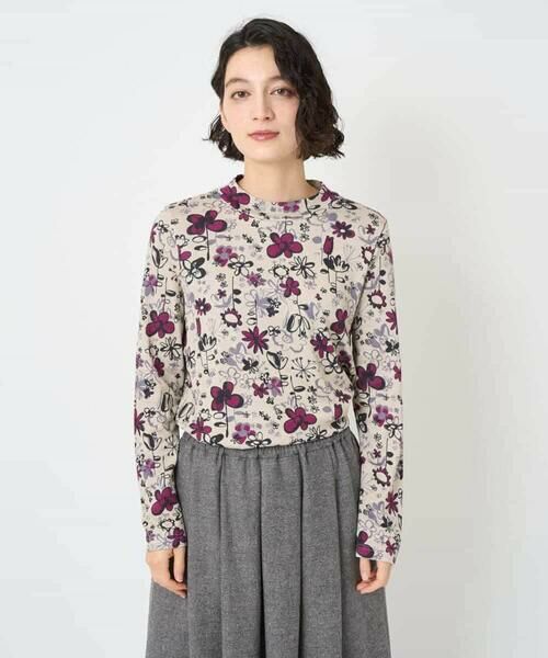 Maison de CINQ / メゾン ドゥ サンク カットソー | フワラープリントモックネック風プルオーバー | 詳細2