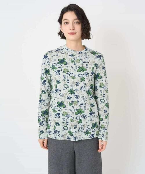 Maison de CINQ / メゾン ドゥ サンク カットソー | フワラープリントモックネック風プルオーバー | 詳細3