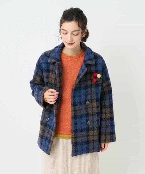 Maison de CINQ / メゾン ドゥ サンク ピーコート | ループチェックウールコート | 詳細1