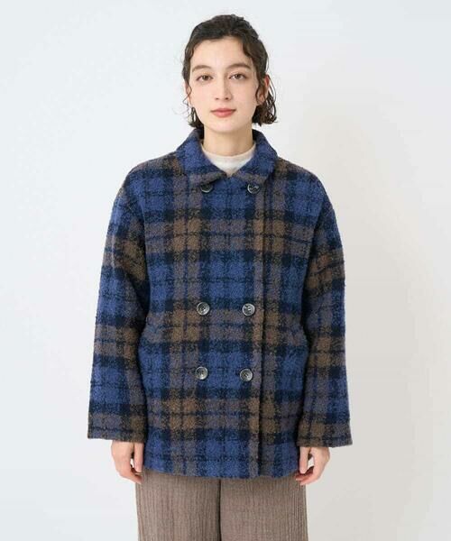 Maison de CINQ / メゾン ドゥ サンク ピーコート | ループチェックウールコート | 詳細12