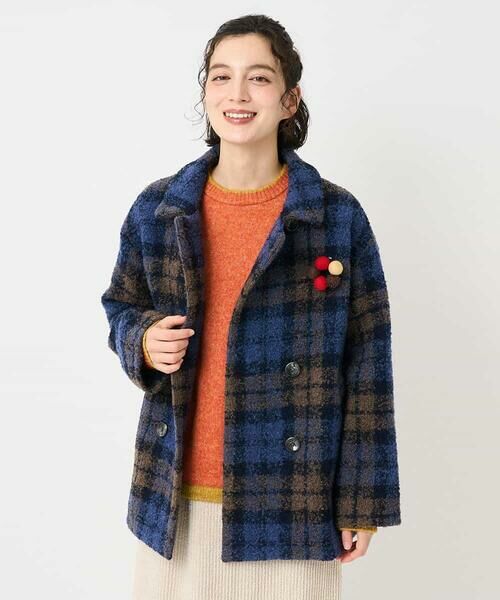 Maison de CINQ / メゾン ドゥ サンク ピーコート | ループチェックウールコート | 詳細2