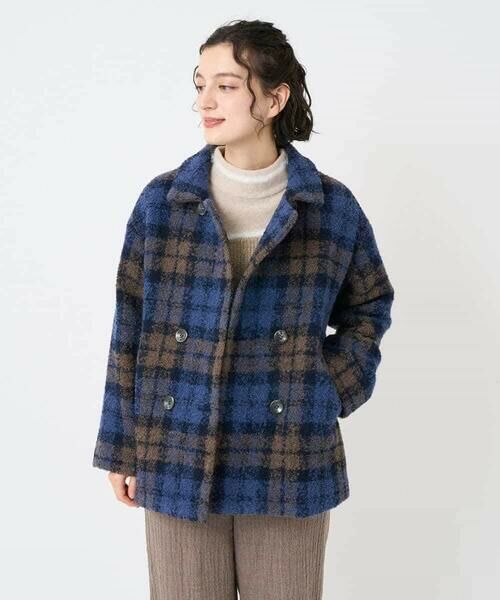 Maison de CINQ / メゾン ドゥ サンク ピーコート | ループチェックウールコート | 詳細6