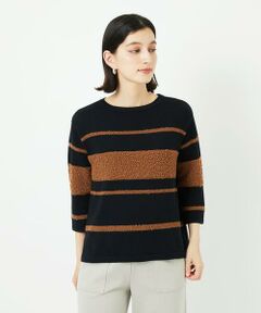 Maison de CINQ / メゾン ドゥ サンク ニット・セーター | スラブボーダー8分袖ニット