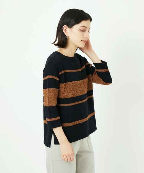 Maison de CINQ / メゾン ドゥ サンク ニット・セーター | スラブボーダー8分袖ニット | 詳細1