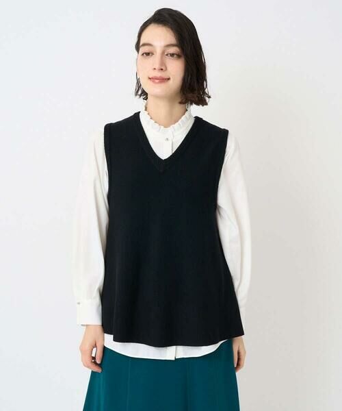 Maison de CINQ / メゾン ドゥ サンク ベスト | [セットアップ対応]Vネックフレアニットベスト | 詳細1