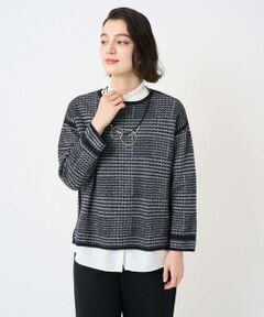 Maison de CINQ / メゾン ドゥ サンク ニット・セーター | ブークレチェックジャカード7分袖ニット