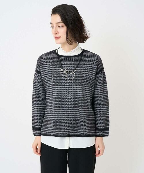 Maison de CINQ / メゾン ドゥ サンク ニット・セーター | ブークレチェックジャカード7分袖ニット | 詳細1