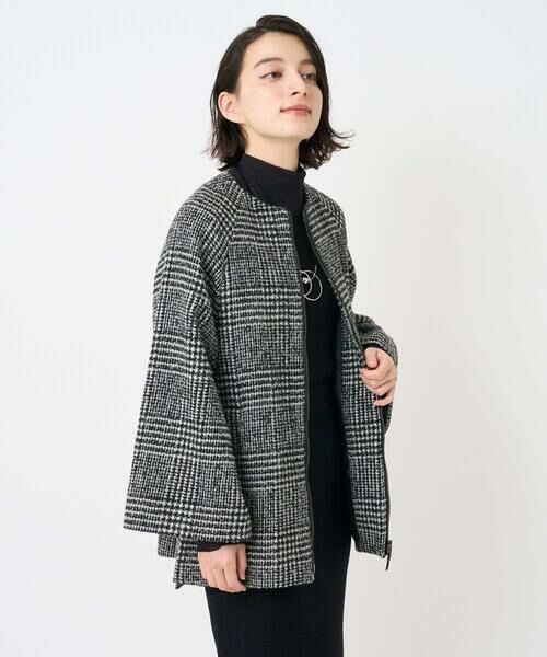 Maison de CINQ / メゾン ドゥ サンク セットアップ | シルクウールグレンチェックポンチョジャケット | 詳細1