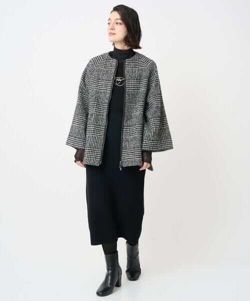 Maison de CINQ / メゾン ドゥ サンク セットアップ | シルクウールグレンチェックポンチョジャケット | 詳細13