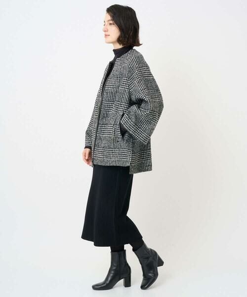Maison de CINQ / メゾン ドゥ サンク セットアップ | シルクウールグレンチェックポンチョジャケット | 詳細15