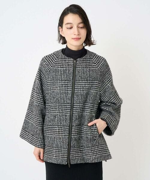Maison de CINQ / メゾン ドゥ サンク セットアップ | シルクウールグレンチェックポンチョジャケット | 詳細2