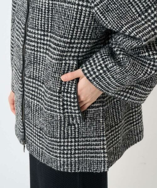 Maison de CINQ / メゾン ドゥ サンク セットアップ | シルクウールグレンチェックポンチョジャケット | 詳細8