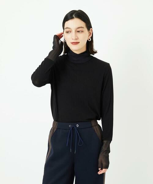 Maison de CINQ/メゾン ドゥ サンク カシミヤハイネックチュールカットソー ブラック S