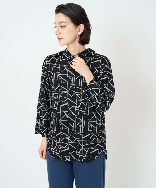 Maison de CINQ / メゾン ドゥ サンク カットソー | [日本製]ダブルフェイスミニフード9分袖ロゴカットソー | 詳細1