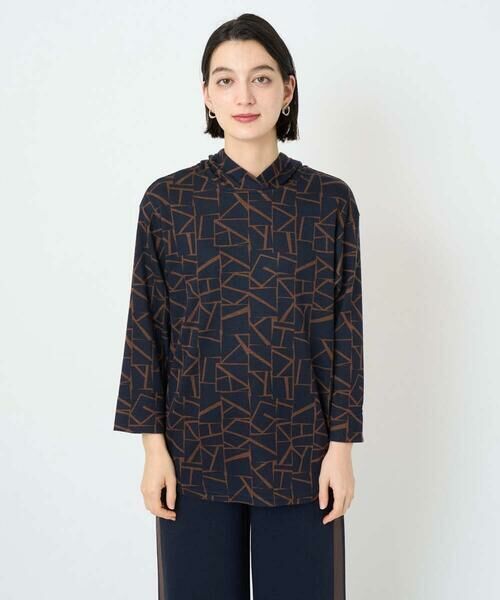 Maison de CINQ / メゾン ドゥ サンク カットソー | [日本製]ダブルフェイスミニフード9分袖ロゴカットソー | 詳細3