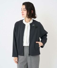 Maison de CINQ / メゾン ドゥ サンク ノーカラージャケット | [セットアップ対応]ノーカラージャージージップ羽織