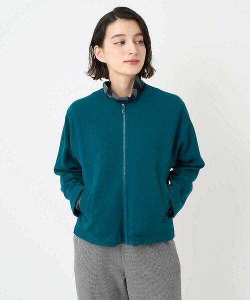 Maison de CINQ / メゾン ドゥ サンク ノーカラージャケット | [セットアップ対応]ノーカラージャージージップ羽織 | 詳細2