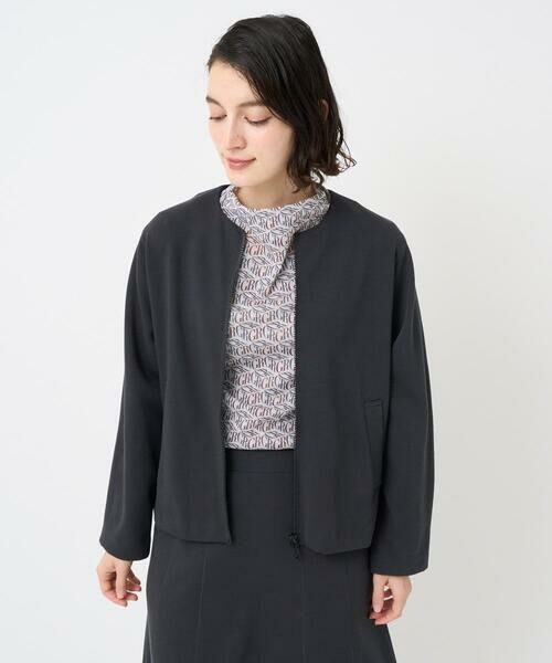 Maison de CINQ / メゾン ドゥ サンク ノーカラージャケット | [セットアップ対応]ノーカラージャージージップ羽織 | 詳細4
