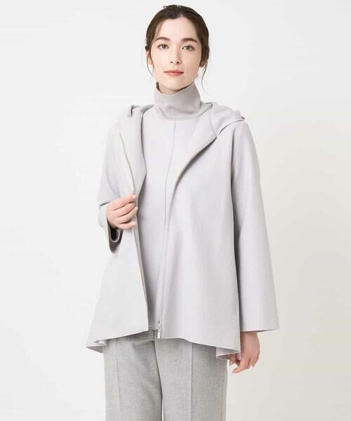 Maison de CINQ / メゾン ドゥ サンク その他アウター | フード付ジップアップ羽織（ライトグレー）