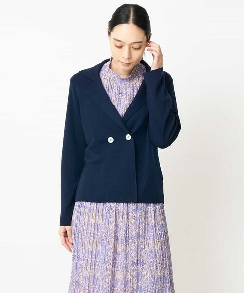 Maison de CINQ / メゾン ドゥ サンク カーディガン・ボレロ | [アンサンブル対応]襟付ニットカーディガン（ネイビー）