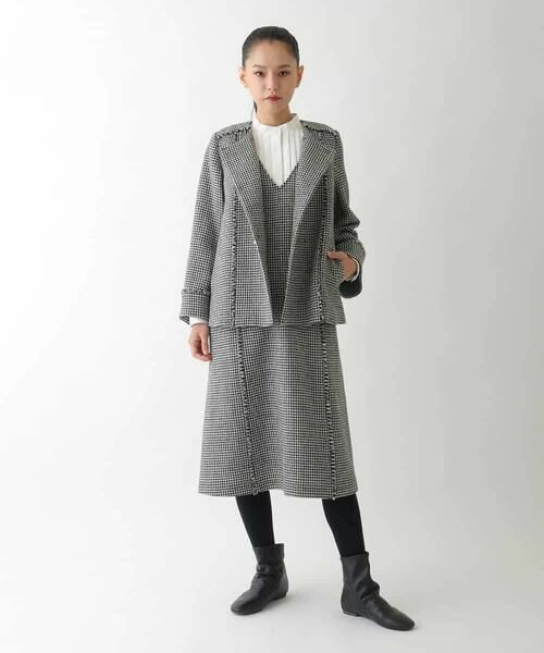Maison de CINQ / メゾン ドゥ サンク ロング・マキシ丈スカート | 【小さいサイズ/セットアップ対応】千鳥チェックツイードジャンパースカート | 詳細23