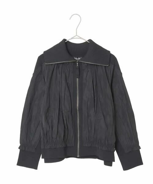 Maison de CINQ / メゾン ドゥ サンク その他アウター | 【小さいサイズ】異素材ジョイントニットブルゾン（ブラック）