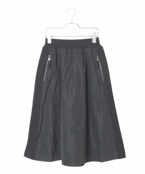 Maison de CINQ / メゾン ドゥ サンク ロング・マキシ丈スカート | 【小さいサイズ】異素材ジョイントニットスカート（ブラック）