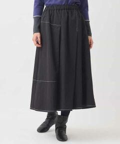 Maison de CINQ / メゾン ドゥ サンク ロング・マキシ丈スカート | 【小さいサイズ】ステッチデザインフレアスカート /洗える