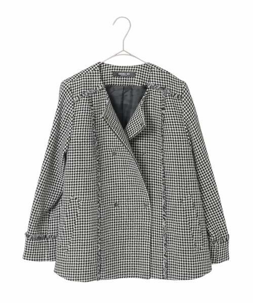 Maison de CINQ / メゾン ドゥ サンク ノーカラージャケット | 【小さいサイズ/セットアップ対応】千鳥チェックツイードジャケット | 詳細13