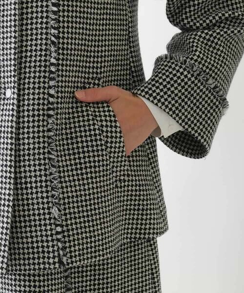 Maison de CINQ / メゾン ドゥ サンク ノーカラージャケット | 【小さいサイズ/セットアップ対応】千鳥チェックツイードジャケット | 詳細15