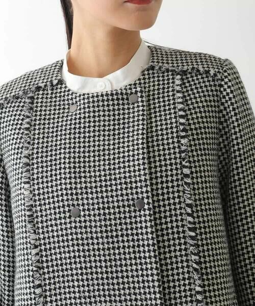 Maison de CINQ / メゾン ドゥ サンク ノーカラージャケット | 【小さいサイズ/セットアップ対応】千鳥チェックツイードジャケット | 詳細7