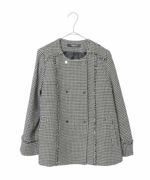Maison de CINQ/メゾン ドゥ サンク 【小さいサイズ/セットアップ対応】千鳥チェックツイードジャケット ブラック S Maison de CINQ/メゾン ドゥ サンク 【小さいサイズ/セットアップ対応】千鳥チェックツイードジャケット ブラック S