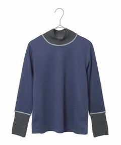 Maison de CINQ / メゾン ドゥ サンク カットソー | 【小さいサイズ】配色アクセントハイネックインナープルオーバー